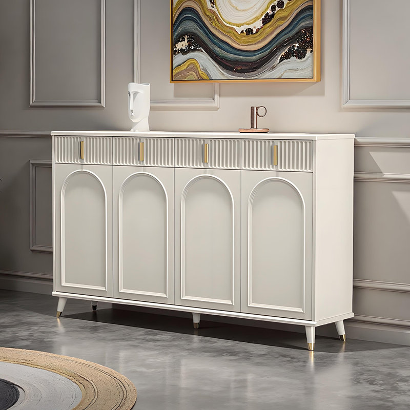 Rangement à chaussures romantique de style français, Crème, 40.16" H x 62.99" W x 13.39" D