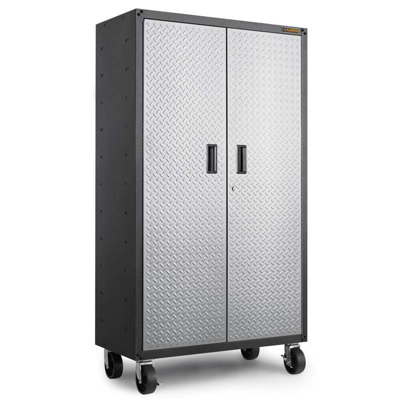 Ready-To-Assemble Mobile Storage Cabinet, Silver
