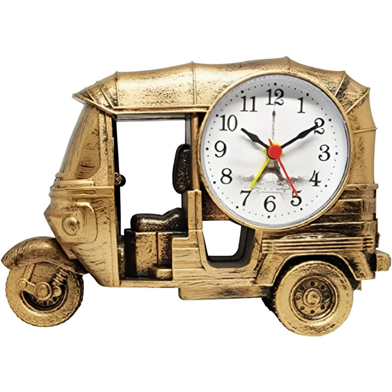 Quartz Movement / Crystal Alarm Tabletop Clock, Brushed Gold