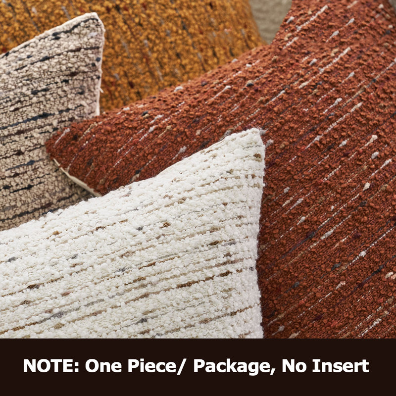 Boucle Reversible Pillow Cover, lvory White