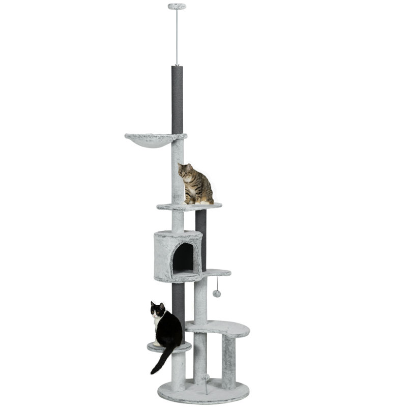 89"-100 Floor to Ceiling Cat Tree w/ Anti-tip Kit, Grey