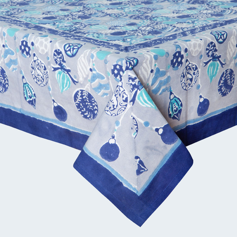 Leston Tablecoth - Rectangular, 106" x 71", Blue/Light Blue