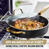 Gold and Black 4QT Nonstick Aluminum Saute Pan