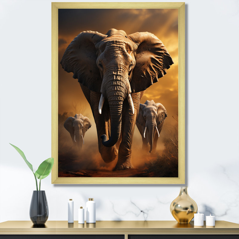 Éléphant chuchotant Izzibella d'Afrique III - impression, H 20 po x l 12 po x P 1 po, Encadrement doré