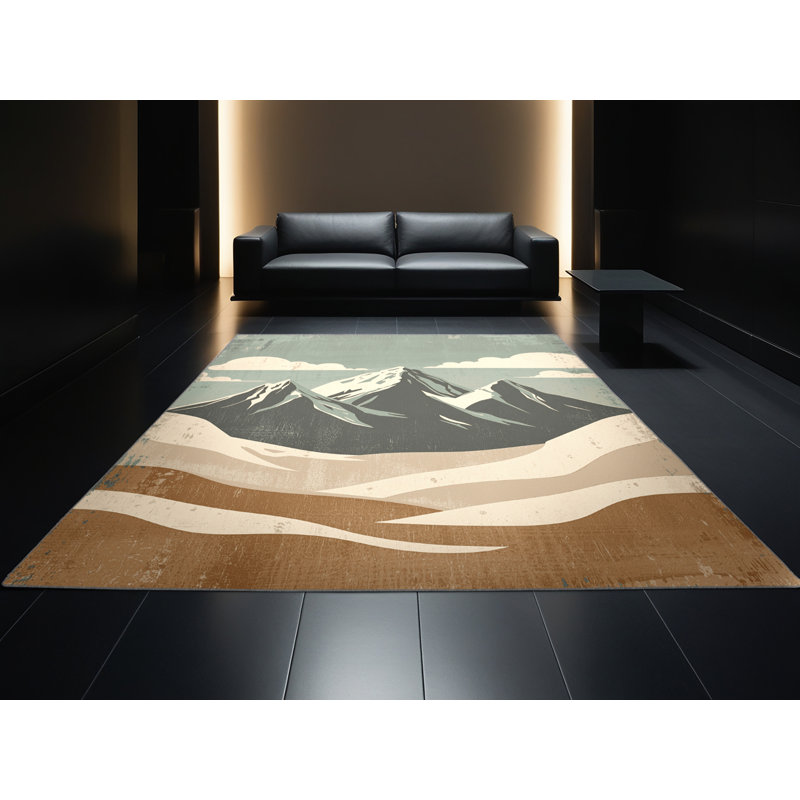 Tapis brun doux et moelleux au look rustique Undercliff Country, Rond 7 pi
