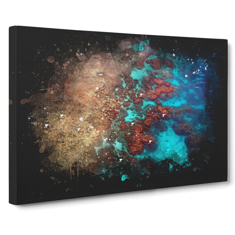 The Great Barrier Reef Coral Paint Splash - Wrapped Canvas Print, 50cm H x 76cm W x 3cm D