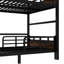 Lit superposé double au-dessus de double / lit mezzanine en métal et lits plateforme en métal, avec clôture de sécurité surélevée, couleur bois rétro-1853861301-1853861302