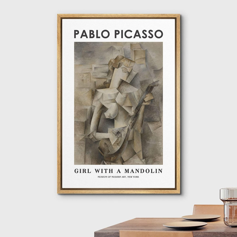 Fille avec une mandoline par Pablo Picasso, H 24 po x l 16 po x P 1,5 po, Naturel