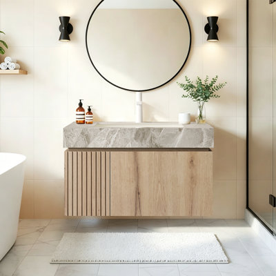 Armoire de salle de bain de luxe en chêne fritté Mid-Century