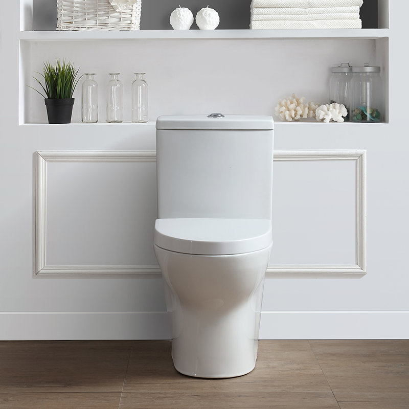 Toilette allongée deux pièces à double chasse en blanc Beverly (siège inclus)