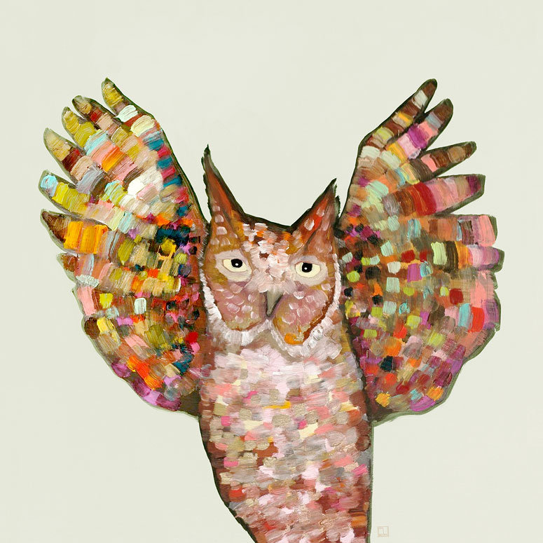 Impression sur toile chouette Hooray, H 16 po x l 16 po