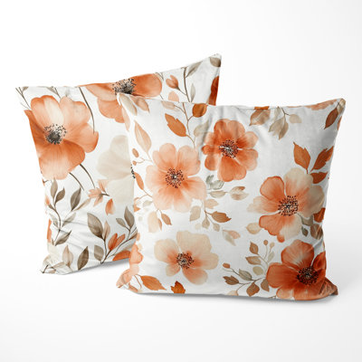 Floral Decorative Pillow 2 Pieces - Terra Bloom Printed Throw Pillow For Bedroom