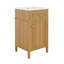 Petit meuble-lavabo de 20 po avec lavabo, lavabo autoportant doux avec porte à fermeture, tiroir inclinable et tablette réglable, poignées en bois