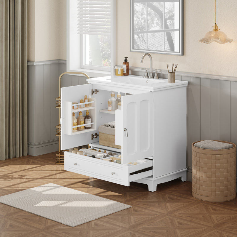 Meuble-lavabo 30 po avec lavabo en céramique, Blanc