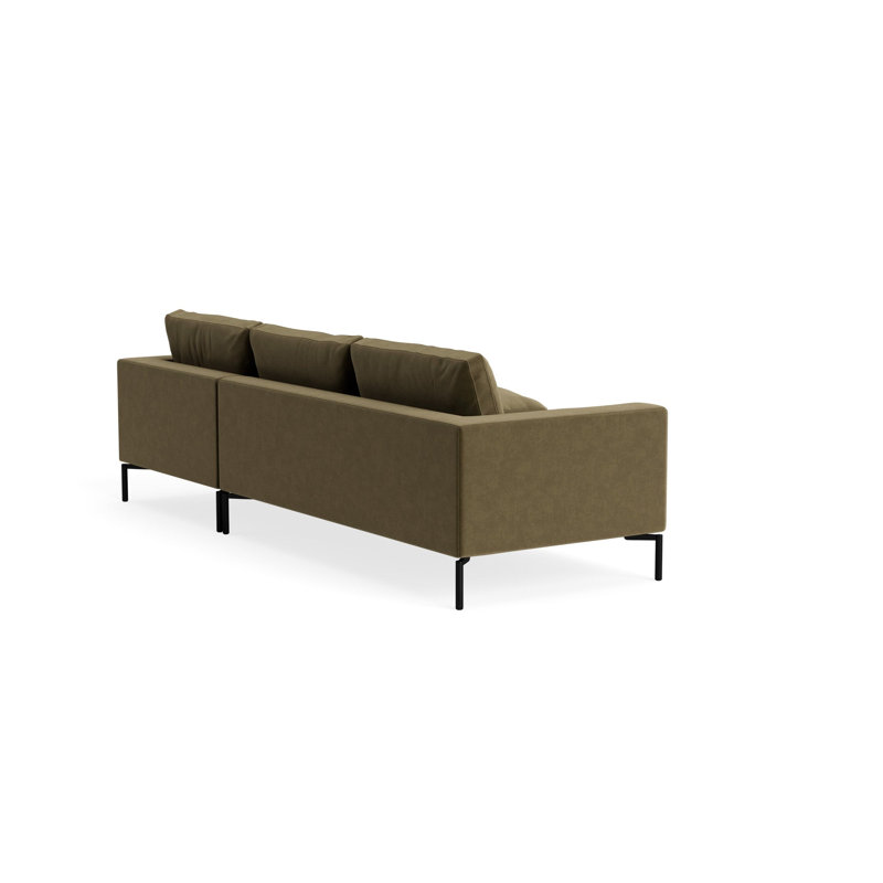 MTO - The New Standard Sofa with Arm Chaise with Black Legs, Right, Moss Velvet