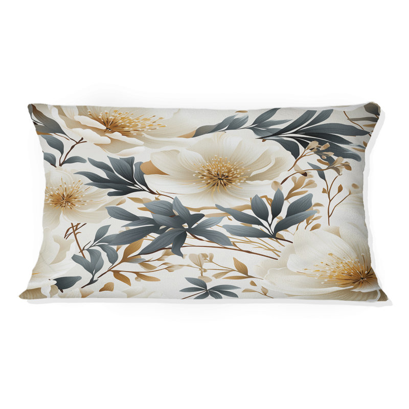 Coastal Tranquil Florals Collage Unveiled IV - Floral Printed Throw Pillow