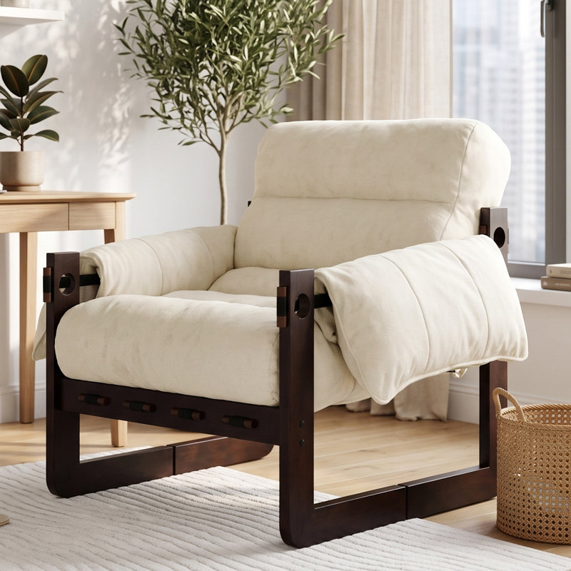 Fauteuil d'appoint 33,5 pouces Mid Century Modern, Beige