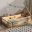 Lit en bois avec tête de lit en forme de maison, rangement, DEL, USB et prises de courant-1559150121