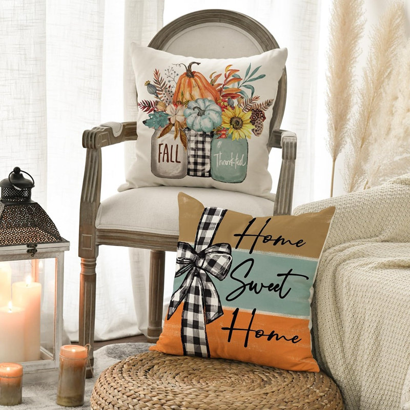 Housses de coussin d'automne Fall Pumpkin Home Sweet Home