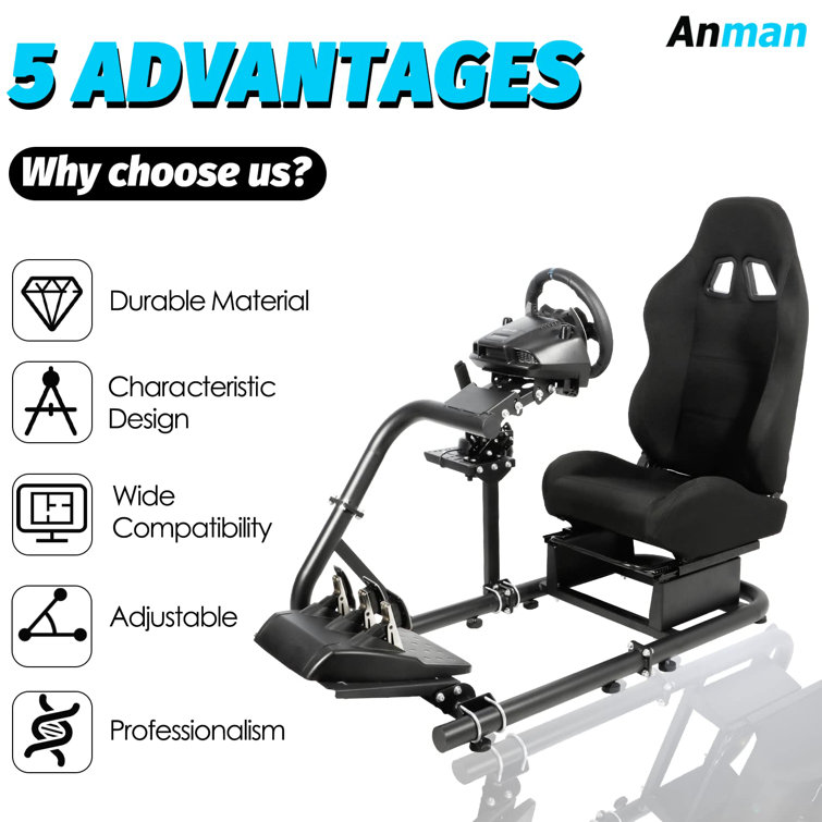 Anman Racing Simulator Wheel Stand with Seat fit Logitech Thrustmaster NO  Steering Wheel Pedal & Reviews