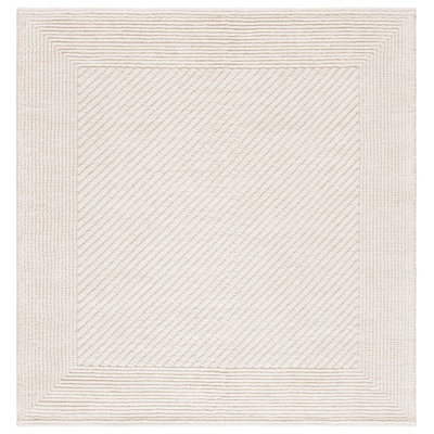 Tapis ivoire en laine et coton tissé à plat à la main Brookneal