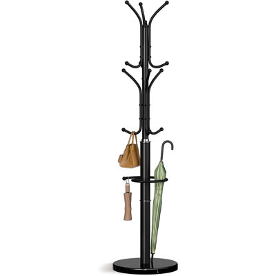 Porte-manteau autoportant en métal avec base en marbre, organisateur robuste pour vêtements et chapeaux