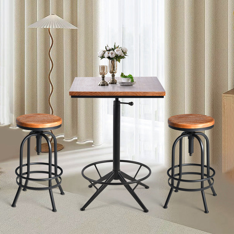 Junnie 2 - Person Pine Solid Wood Top Four Leg Dining Set