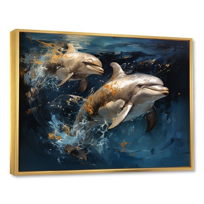 «Blue Dancing Dolphines II» - animaux, art des dauphins