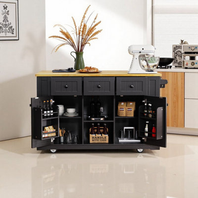53" Kitchen Island – Power Outlet + Internal Storage Racks by Lark Manor
