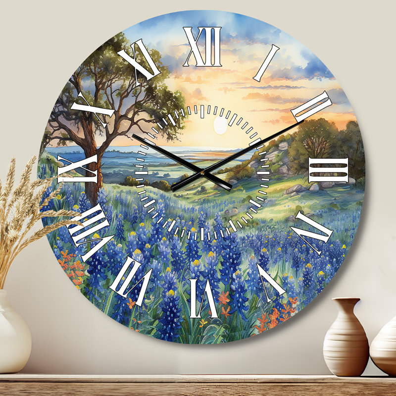 Horloge murale Blue Bonnets Sunset - Blue Bonnets, Médium