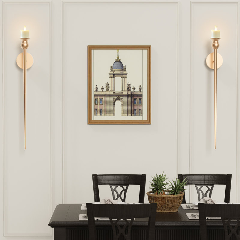 Ensemble de 2 appliques murales longues pour bougeoir bougie, Doré