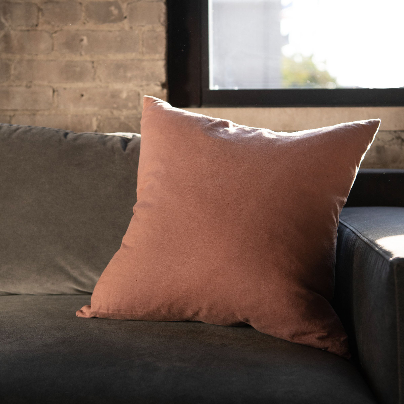 100% French Linen Pillow Sham, Clay, Square 20", Pillow Cover Only - No Insert