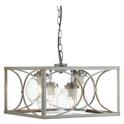 Adella 4 - Light Silver Square/Rectangle Pendant