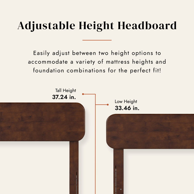 Brianna Solid Wood Panel Headboard, Queen, Walnut
