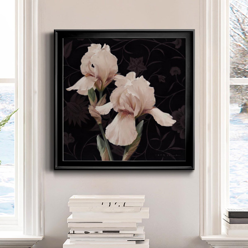 Iris Elegante - peinture sur toile encadrée, Noir, H 30,5 po x l 30,5 po x P 1,5 po