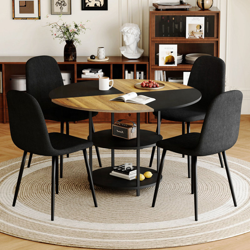 Ensemble de table et de chaises.Une table de salle à manger moderne épissure circulaire de 47,3 pouces de diamètre - rangement double couche.