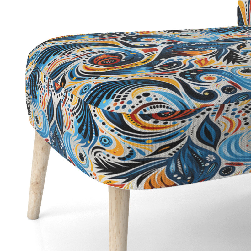 Blue and Orange Tribal Dreams I - Chaise d'appoint rembourrée moderne et contemporaine