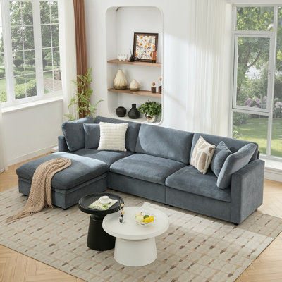 118.5” Oversized Cloud Modular Sectional Down Filled 4-Seater L Shape Sofa by Latitude Run