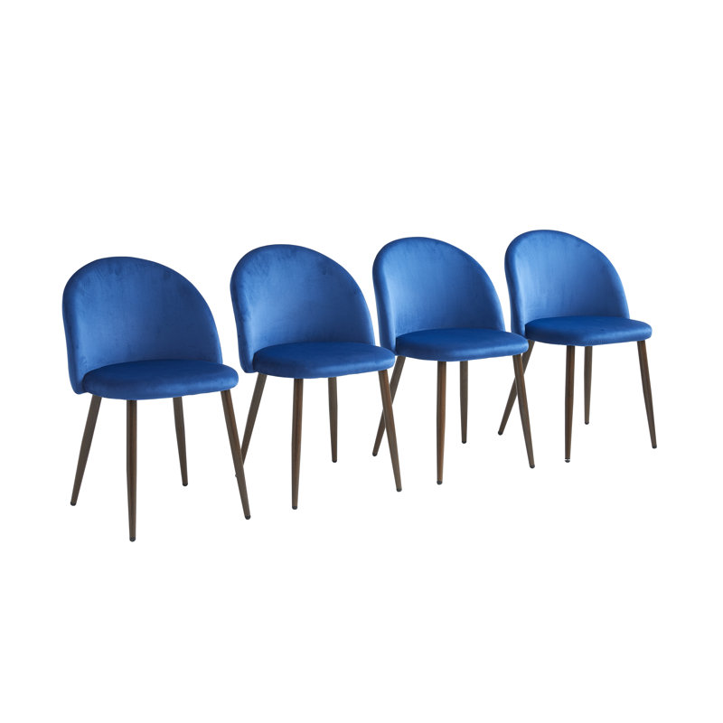 Set Of 4 Velvet Soft Upholstered Dining Chairs With Wood Grain Metal Legs For Kitchen, Living Room, Bedroom, Dining Area