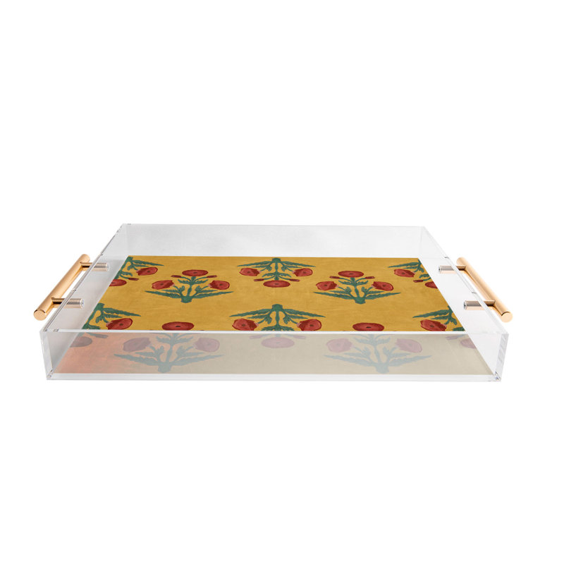 Plateau en acrylique Christabel Red Mughal Poppies, Jaune