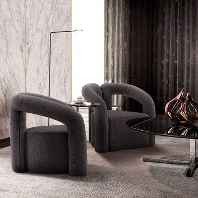 Fauteuil demi-tonneau noir Darian