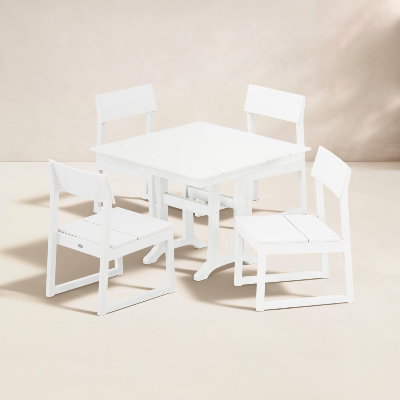 POLYWOOD® Edge 38" Patio Dining Set, White