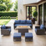 Ensemble de canapé d'extérieur 6 pièces Gymojoy, ensemble de mobilier de patio en osier avec table de foyer, osier PE toutes saisons, osier brun beige