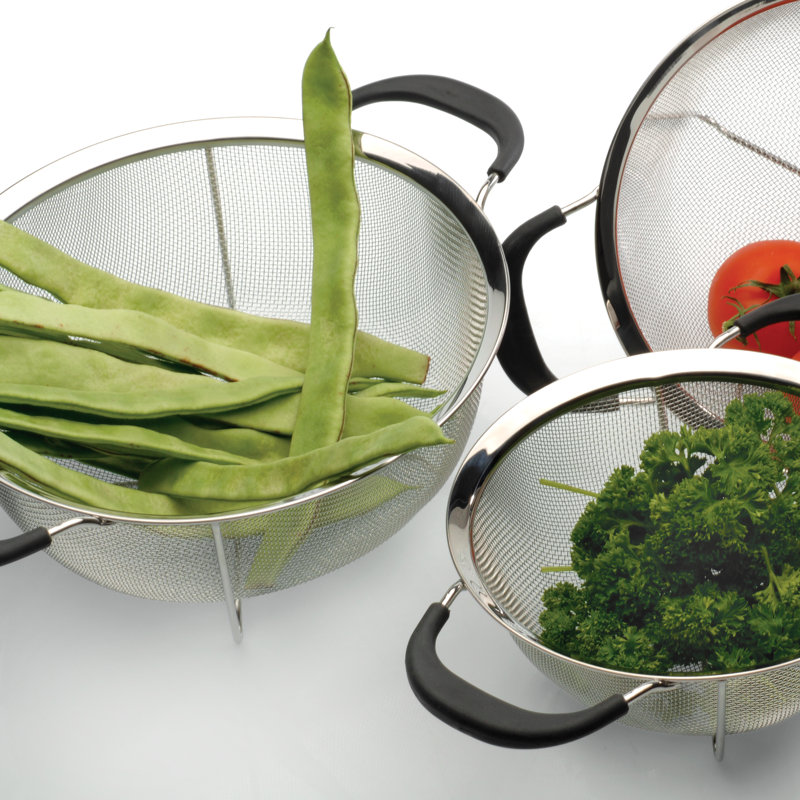 10" Stainless Steel Round Mesh Colander with TPR Handles