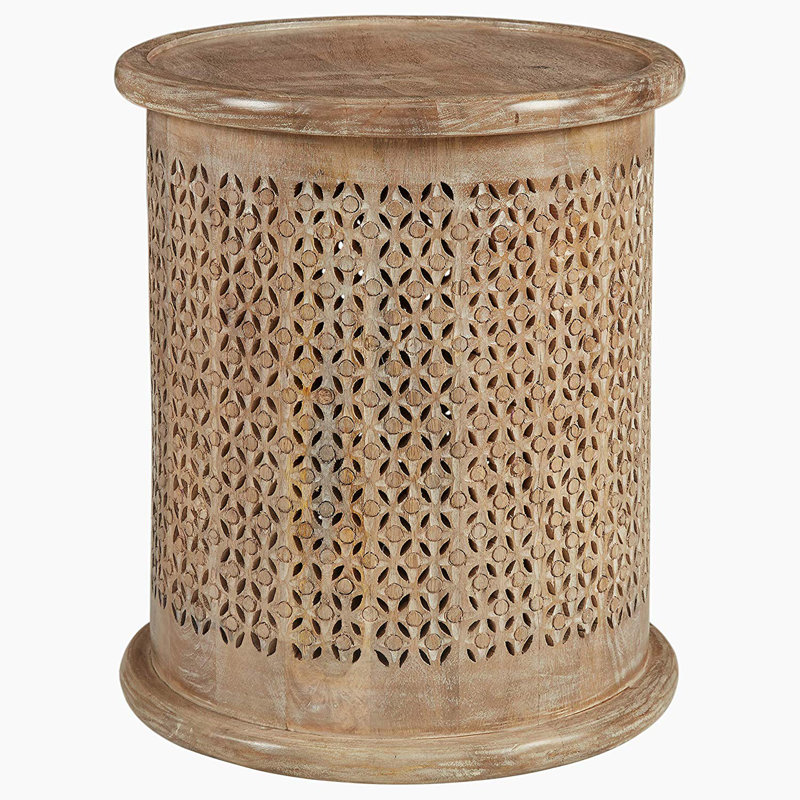 Dopson Solid Wood End Table, White Wash