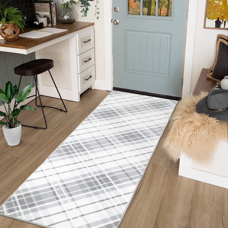 Striped Machine Washable Rugs Geometric Modern Non-Slip Rug for Living Room Bedroom Nursery Dining Table Bedside Decor