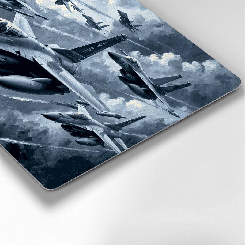 Transport, jets et bombardiers, art mural en métal bleu, H 96 po x l 120 po x P 0,05 po