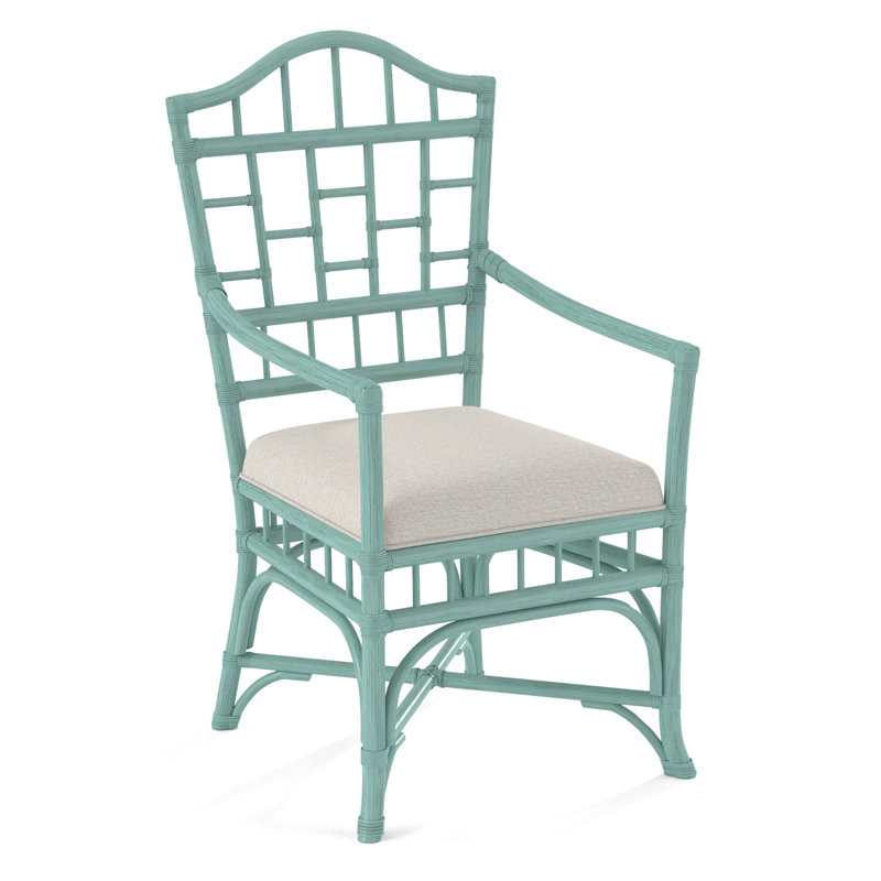 Chippendale Upholstered Arm Chair, Black, White Performance Fabric; 0851-94