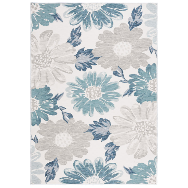 Tapis d'intérieur / extérieur à motif floral Madiyah Sunrise Performance, Rectangle 4 pi x 5 pi 7 po