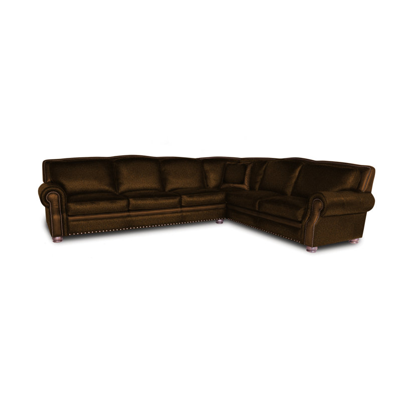 Bethesda Upholstered L-Shaped Sectional Right Hand Facing, Mustang Leather Hand Genuine Leather with Croc